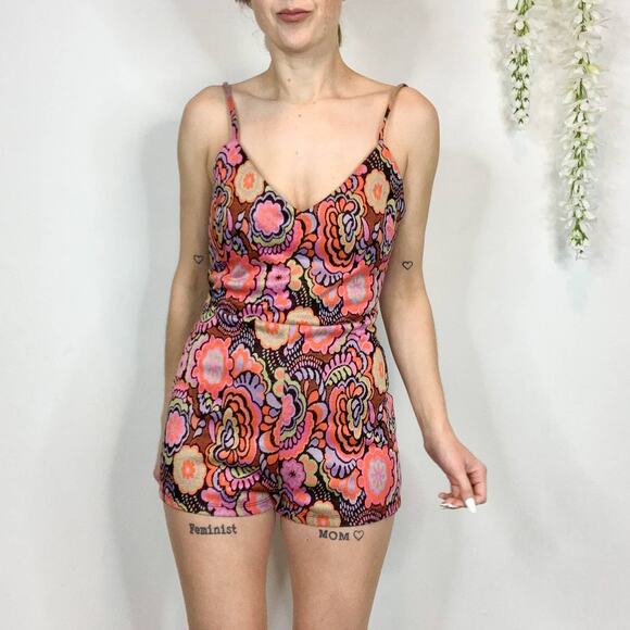 NWT ZARA 70s boho paisley romper Barbiecore floral v-neck y2k beach bunny 2662 - Picture 11 of 13